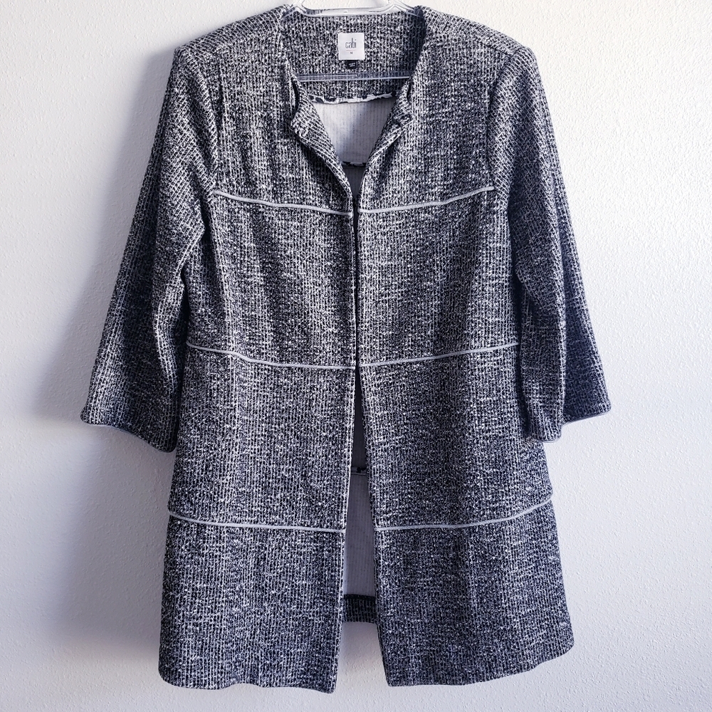 CAbi The Times Tweed Black and White Blazer with Three-Quarter Sleeves - Picture 2 of 7